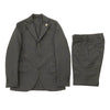 LARDINI ラルディーニ JI801AQ ブートニエール付き ウール ストライプ 3Bテーラード ジャケット スラックス パンツ スーツ セットアップ グレー系 44 REG【中古】