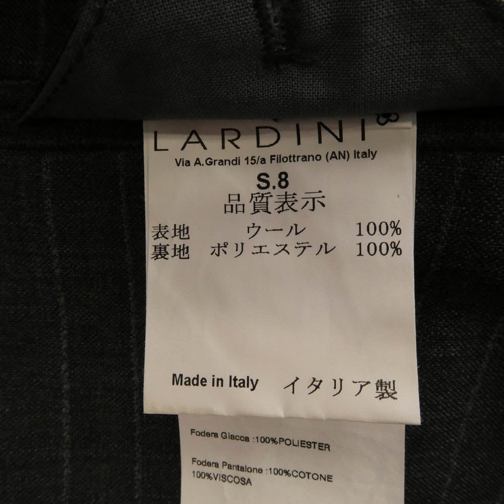LARDINI ラルディーニ JI801AQ ブートニエール付き ウール ストライプ 3Bテーラード ジャケット スラックス パンツ スーツ セットアップ グレー系 44 REG【中古】