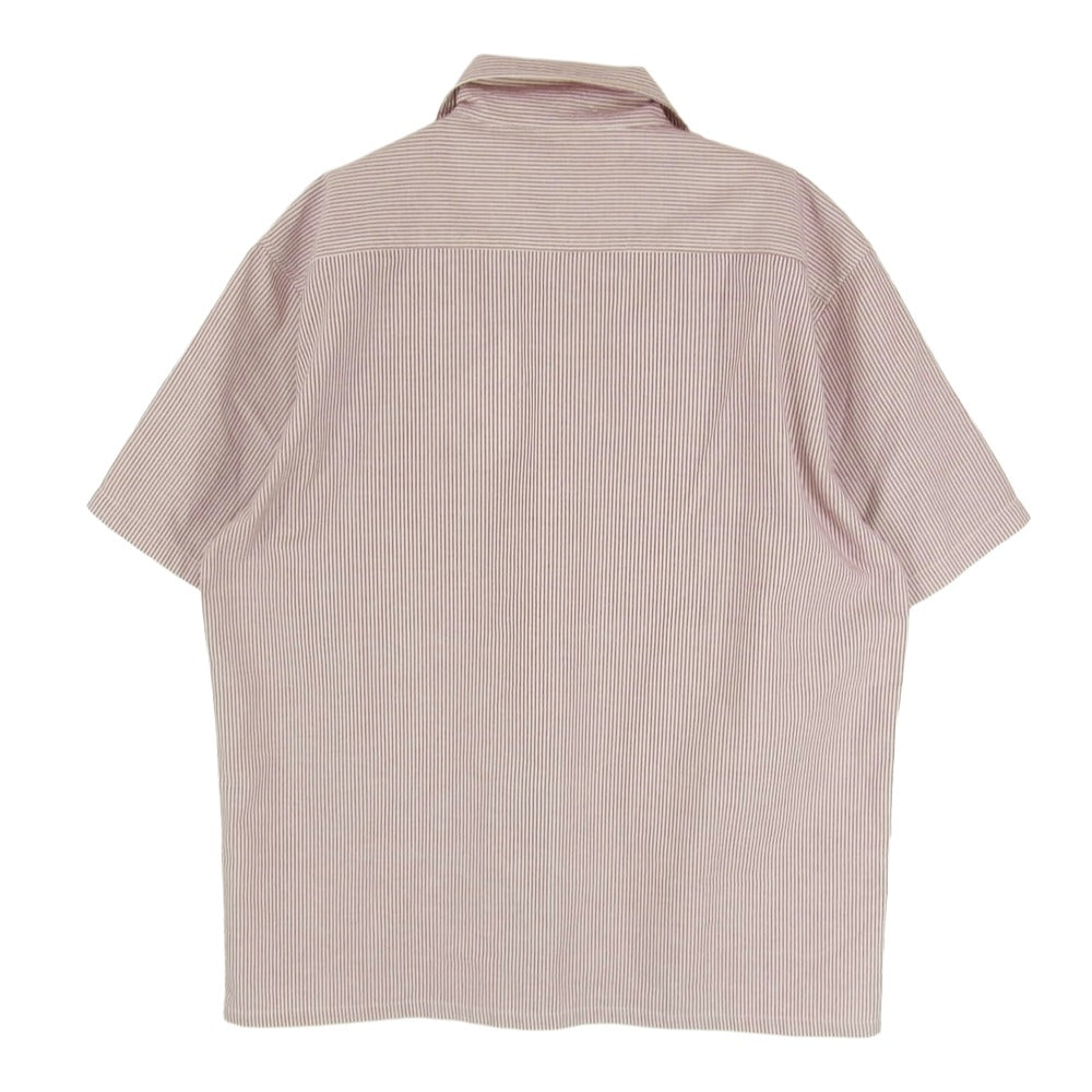 TENDERLOIN テンダーロイン T-STRIPE WORK SHT L/S ストライプ 半袖 ワーク シャツ ワインレッド系 ホワイト系 S【中古】