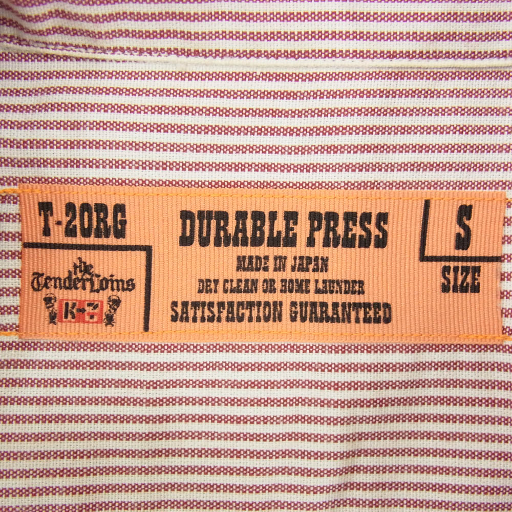 TENDERLOIN テンダーロイン T-STRIPE WORK SHT L/S ストライプ 半袖 ワーク シャツ ワインレッド系 ホワイト系 S【中古】
