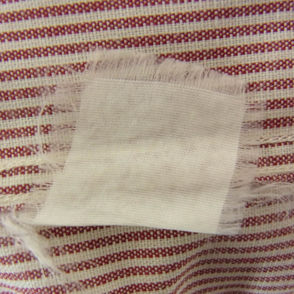 TENDERLOIN テンダーロイン T-STRIPE WORK SHT L/S ストライプ 半袖 ワーク シャツ ワインレッド系 ホワイト系 S【中古】