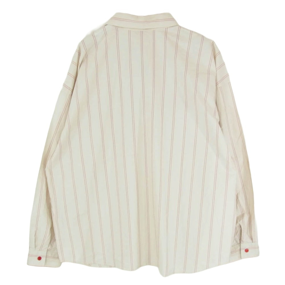 TENDERLOIN テンダーロイン 19SS STRIPE WORK SHT NATIONAL ストライプ ワークシャツ 長袖シャツ ベージュ系 S【中古】