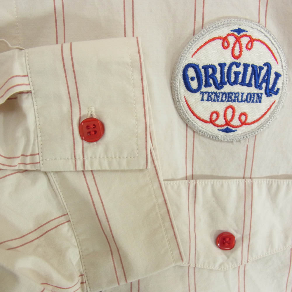 TENDERLOIN テンダーロイン 19SS STRIPE WORK SHT NATIONAL ストライプ ワークシャツ 長袖シャツ ベージュ系 S【中古】