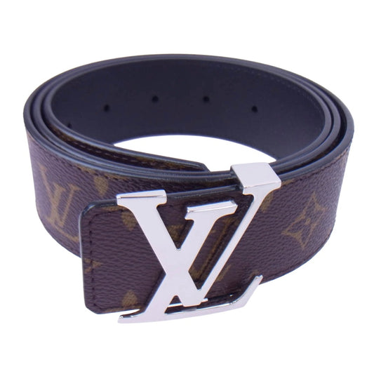 LOUIS VUITTON ルイ・ヴィトン M9821 サンチュールLVイニシャル モノグラム LVバックル レザー ベルト ブラウン系【極上美品】【中古】