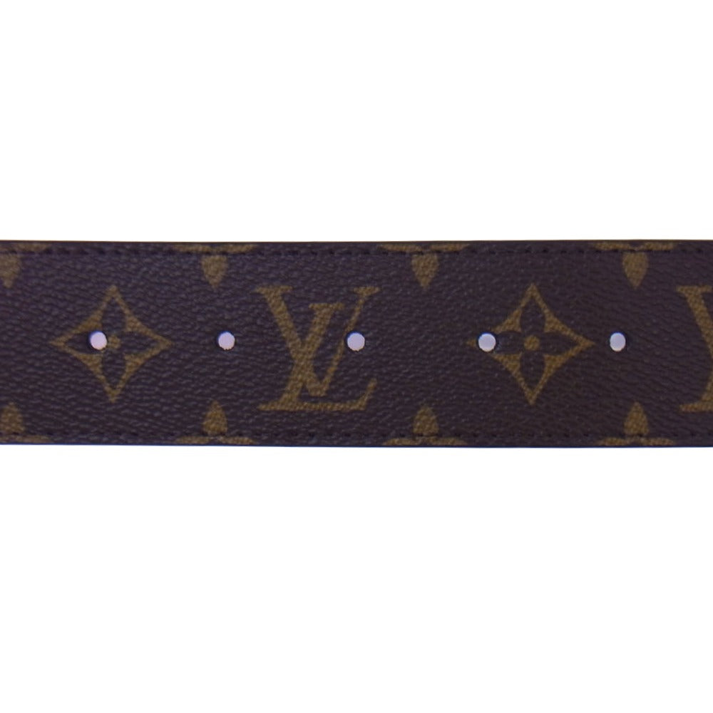LOUIS VUITTON ルイ・ヴィトン M9821 サンチュールLVイニシャル モノグラム LVバックル レザー ベルト ブラウン系【極上美品】【中古】