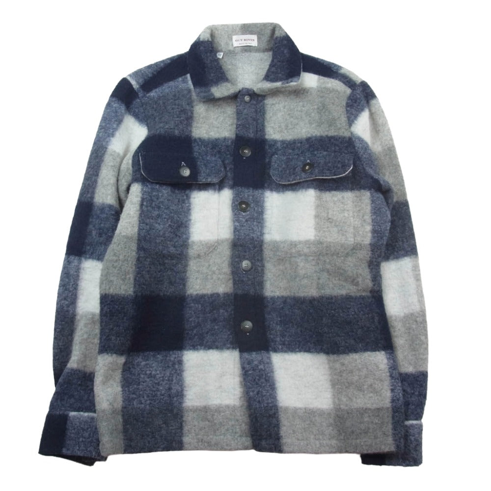 GUY ROVER ギローバー 522707 BEAMS ビームス別注 イタリア製 WOOL BUFFALO CHECK BLOUSON バッファローチェック ウール シャツ ジャケット ブルゾン ネイビー系 グレー系 ホワイト系 M【中古】