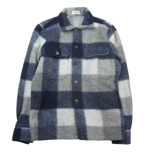 GUY ROVER ギローバー 522707 BEAMS ビームス別注 イタリア製 WOOL BUFFALO CHECK BLOUSON バッファローチェック ウール シャツ ジャケット ブルゾン ネイビー系 グレー系 ホワイト系 M【中古】