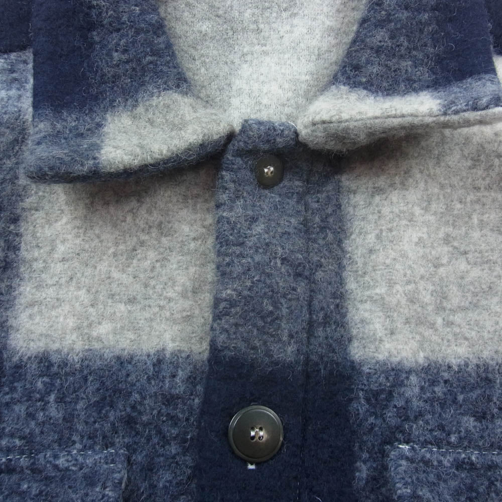 GUY ROVER ギローバー 522707 BEAMS ビームス別注 イタリア製 WOOL BUFFALO CHECK BLOUSON バッファローチェック ウール シャツ ジャケット ブルゾン ネイビー系 グレー系 ホワイト系 M【中古】