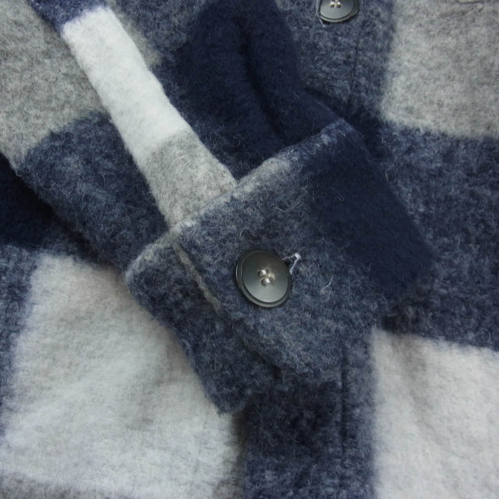 GUY ROVER ギローバー 522707 BEAMS ビームス別注 イタリア製 WOOL BUFFALO CHECK BLOUSON バッファローチェック ウール シャツ ジャケット ブルゾン ネイビー系 グレー系 ホワイト系 M【中古】