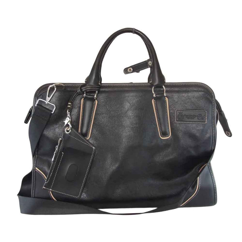 ピーアイディー 2WAY ビジネスバッグ レザー バッグ ブラック系【中古】