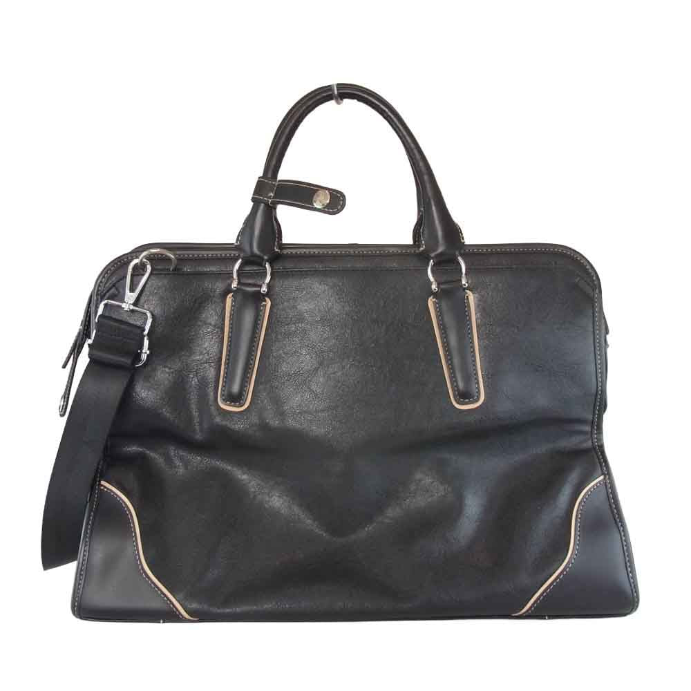 ピーアイディー 2WAY ビジネスバッグ レザー バッグ ブラック系【中古】