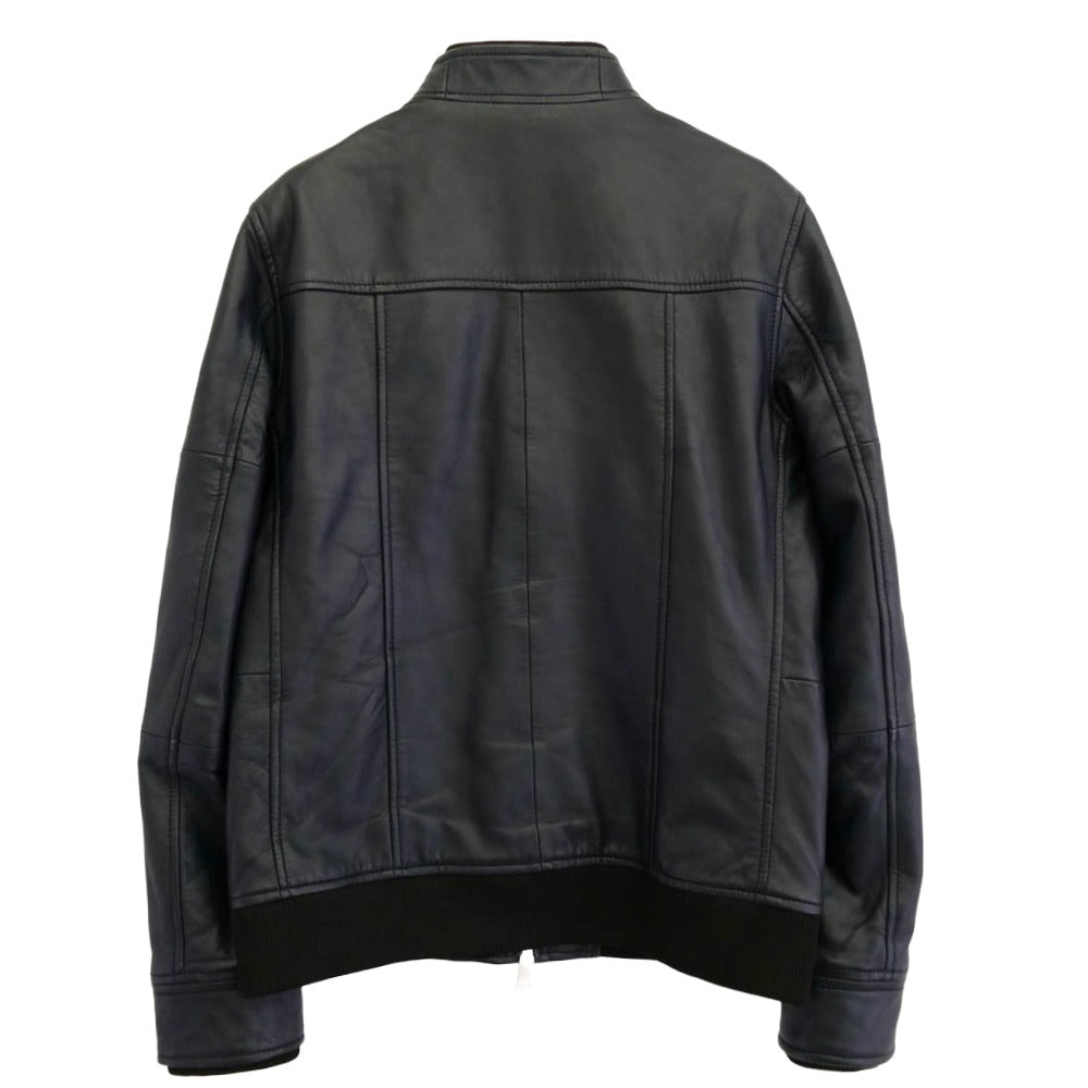 AKM エイケイエム 羊革 シングル ライダースジャケット ジャケット ブラック系 S【中古】