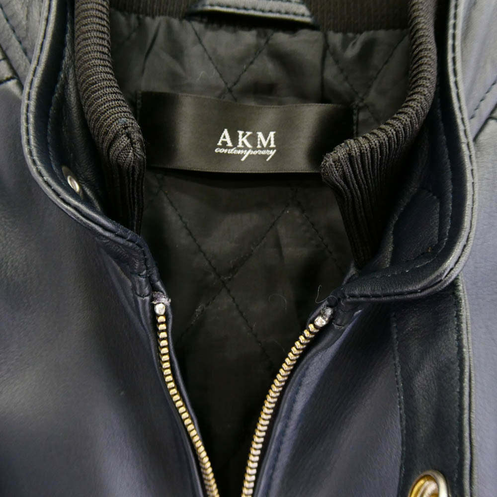 AKM エイケイエム 羊革 シングル ライダースジャケット ジャケット ブラック系 S【中古】