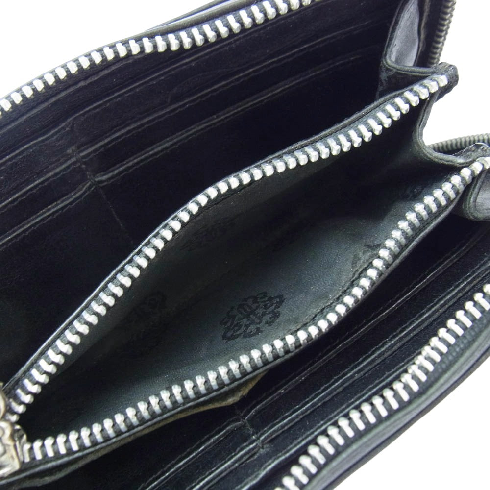 CHROME HEARTS クロムハーツ（原本無） REC F ZIP 3 セメタリー クロスパッチ ラウンドファスナー ウォレット ブラック系【中古】
