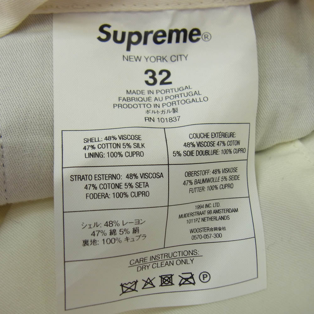 Supreme シュプリーム 21AW Pleated Trouser プリ―テッド トラウザー パンツ ネイビー ネイビー系 32【美品】【中古】