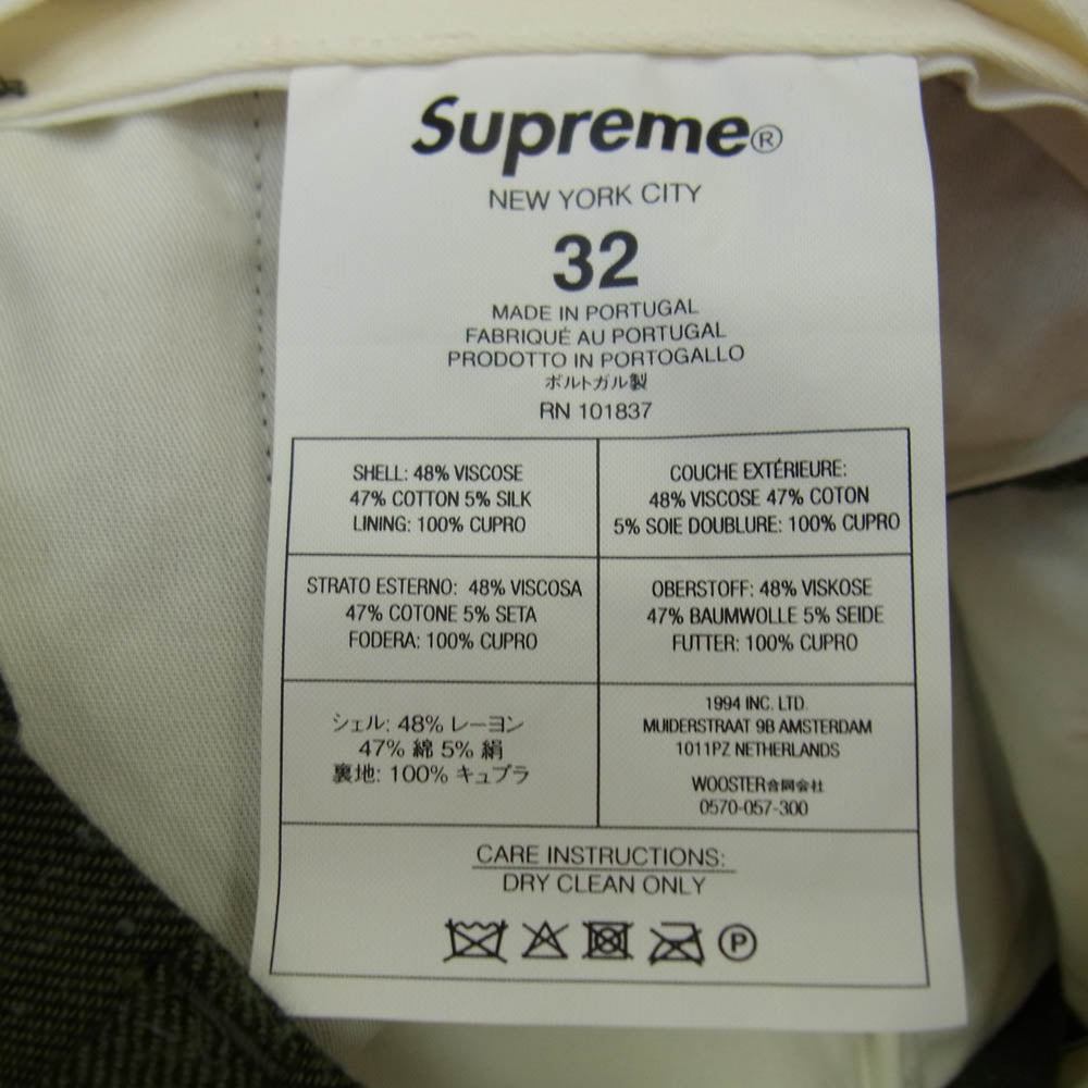 Supreme シュプリーム 21AW Pleated Trouser プリ―テッド トラウザー パンツ ダークグリーン グリーン系 32【美品】【中古】