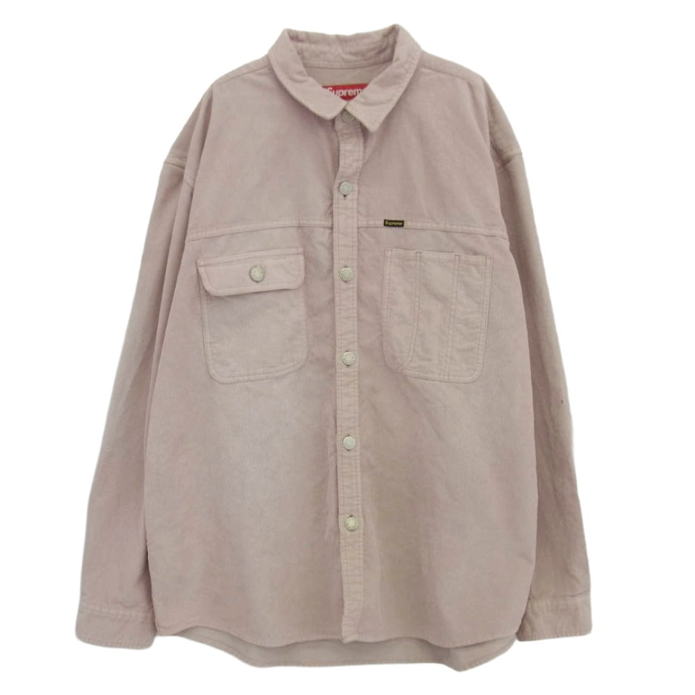 Supreme シュプリーム 25SS Washed Corduroy Shirt ウォッシュド コーデュロイ シャツ ピンク系 L【美品】【中古】