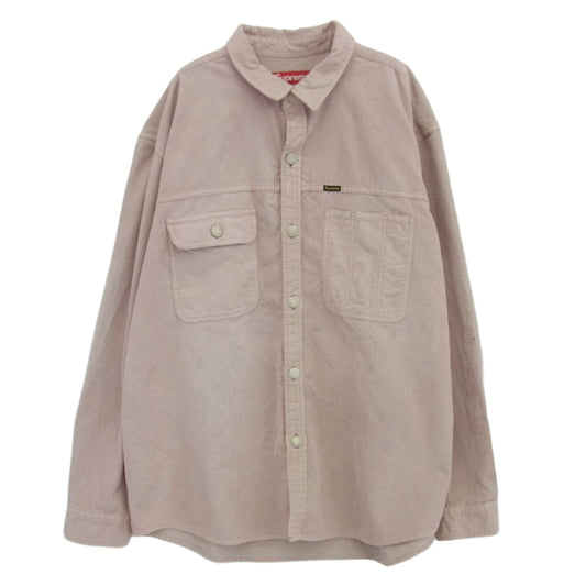 Supreme シュプリーム 25SS Washed Corduroy Shirt ウォッシュド コーデュロイ シャツ ピンク系 L【美品】【中古】