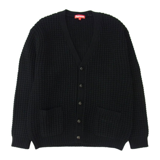 Supreme シュプリーム 21AW Waffle Knit Cardigan ワッフル ニットカーディガン ブラック系 L【極上美品】【中古】