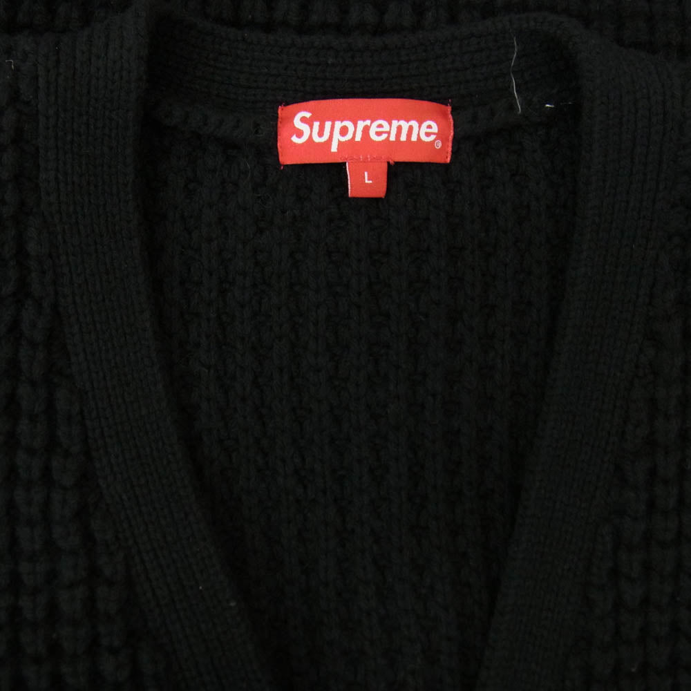 Supreme シュプリーム 21AW Waffle Knit Cardigan ワッフル ニットカーディガン ブラック系 L【極上美品】【中古】