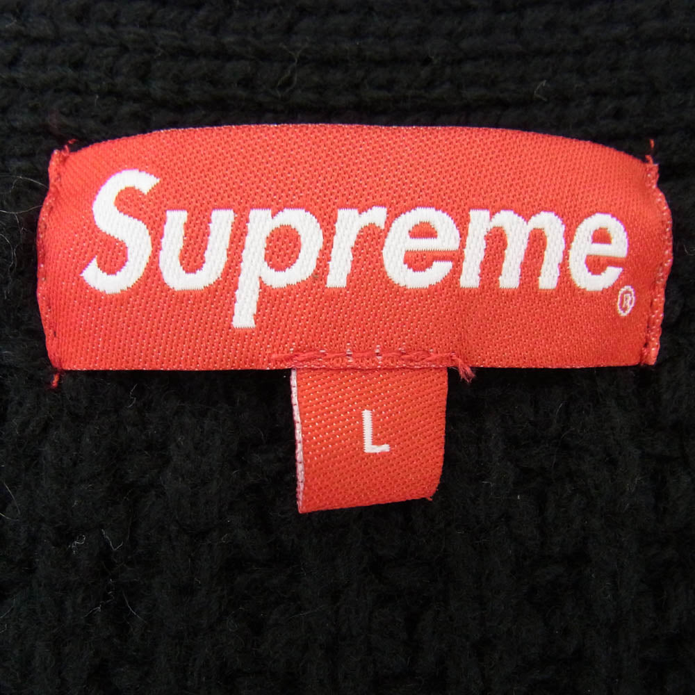 Supreme シュプリーム 21AW Waffle Knit Cardigan ワッフル ニットカーディガン ブラック系 L【極上美品】【中古】