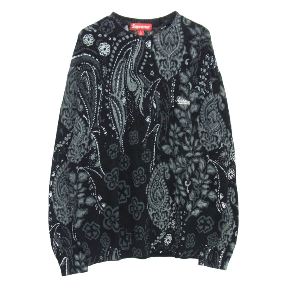 Supreme シュプリーム 24SS Printed Paisley Sweater プリンテッド ペイズリー セーター ブラック系 L【極上美品】【中古】
