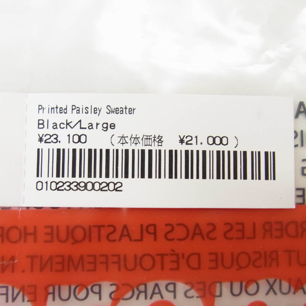 Supreme シュプリーム 24SS Printed Paisley Sweater プリンテッド ペイズリー セーター ブラック系 L【極上美品】【中古】