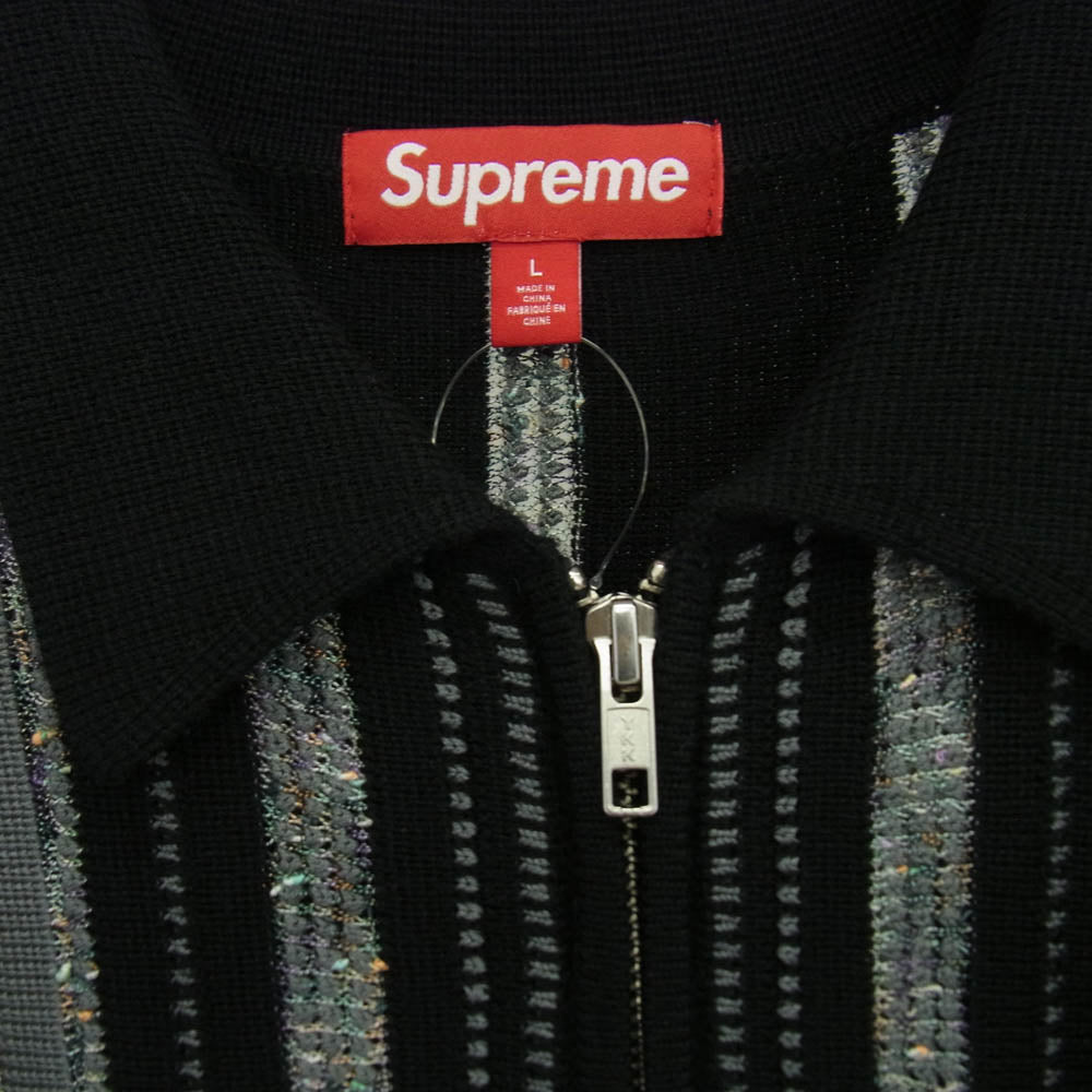 Supreme シュプリーム 24AW Speckle Stripe Zip Up Cardigan スパークル ストライプ ジップアップ カーディガン ブラック系 グレー系 L【極上美品】【中古】