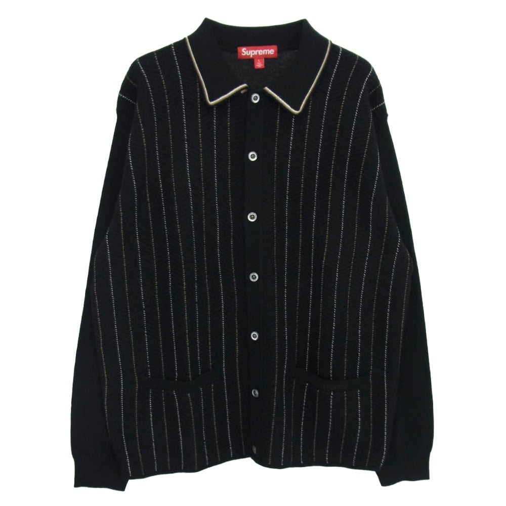 Supreme シュプリーム 25SS Herringbone Cardigan ヘリンボーン カーディガン ブラック系 L【極上美品】【中古】