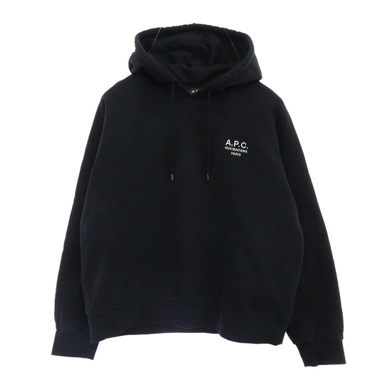 A.P.C. アーペーセー 23236-1-94513 RUE MADAME PARIS ロゴ刺繍 プルオーバー パーカー フーディー ブラック系 M【中古】