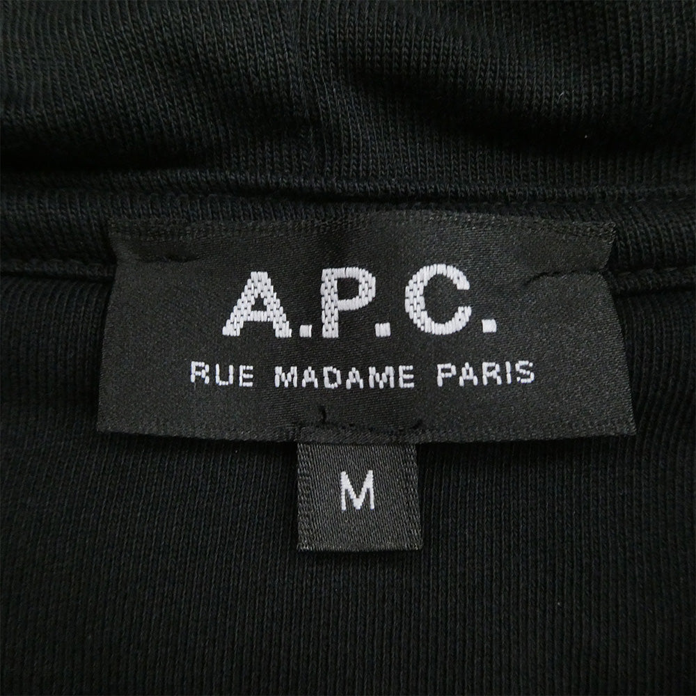 A.P.C. アーペーセー 23236-1-94513 RUE MADAME PARIS ロゴ刺繍 プルオーバー パーカー フーディー ブラック系 M【中古】