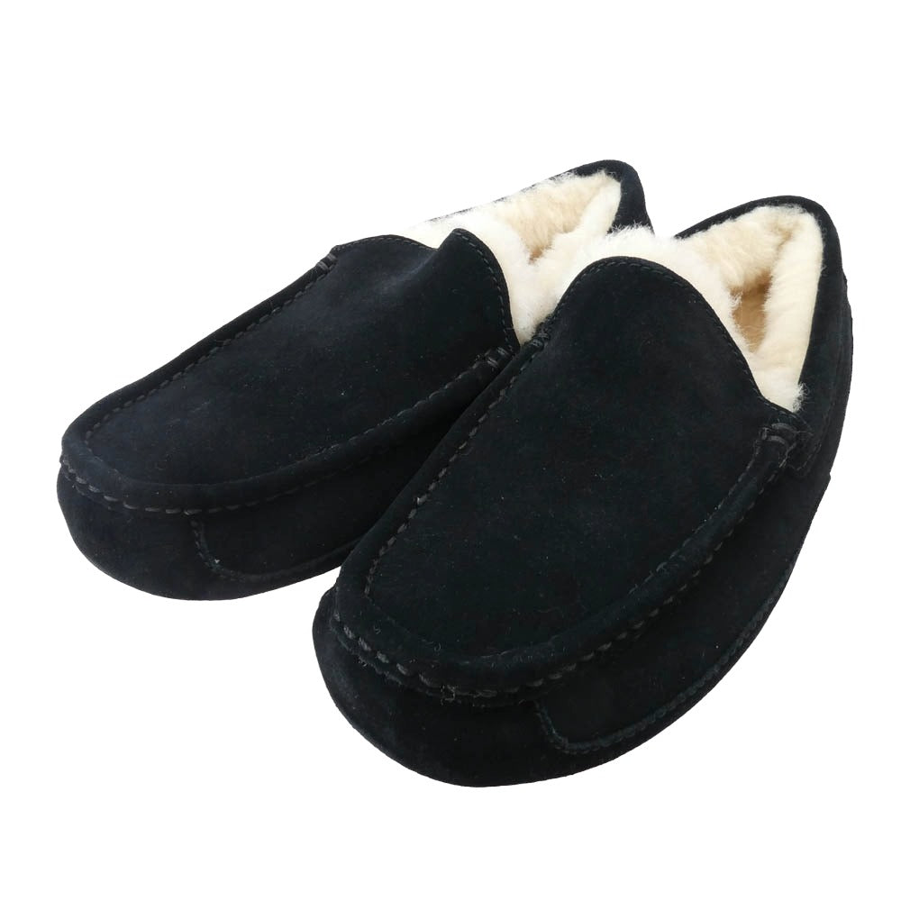 UGG アグ 1101110 ASCOT アスコット ムートン スリッポン モカシン ブラック×ホワイト ブラック系 ホワイト系 25cm【美品】【中古】