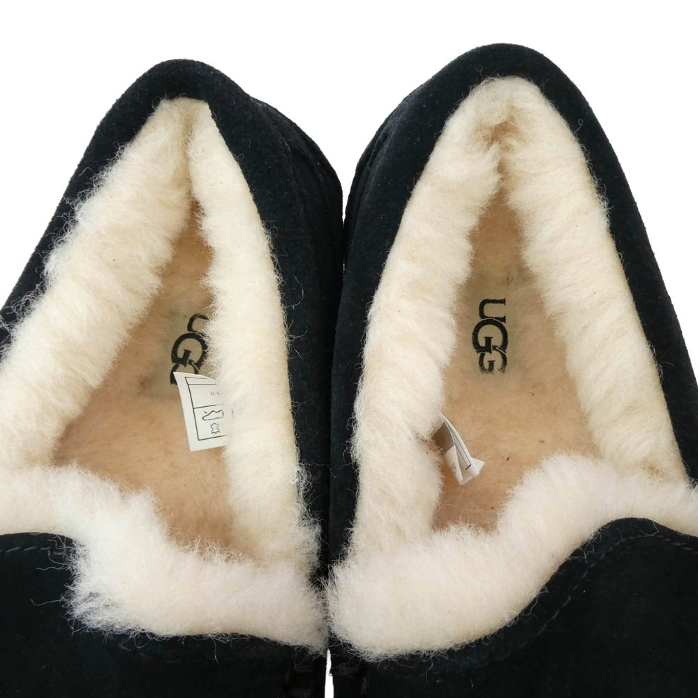 UGG アグ 1101110 ASCOT アスコット ムートン スリッポン モカシン ブラック×ホワイト ブラック系 ホワイト系 25cm【美品】【中古】