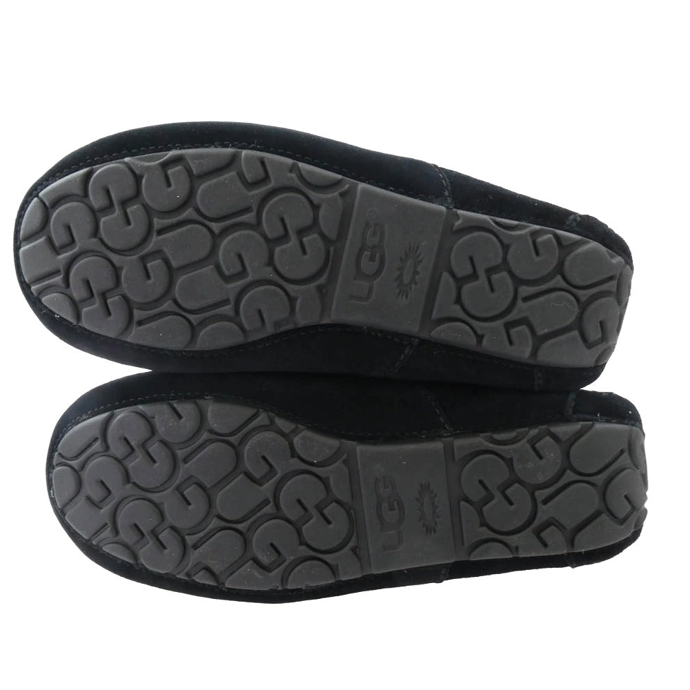 UGG アグ 1101110 ASCOT アスコット ムートン スリッポン モカシン ブラック×ホワイト ブラック系 ホワイト系 25cm【美品】【中古】