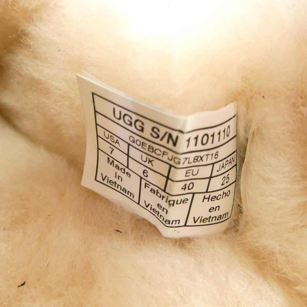 UGG アグ 1101110 ASCOT アスコット ムートン スリッポン モカシン ブラック×ホワイト ブラック系 ホワイト系 25cm【美品】【中古】