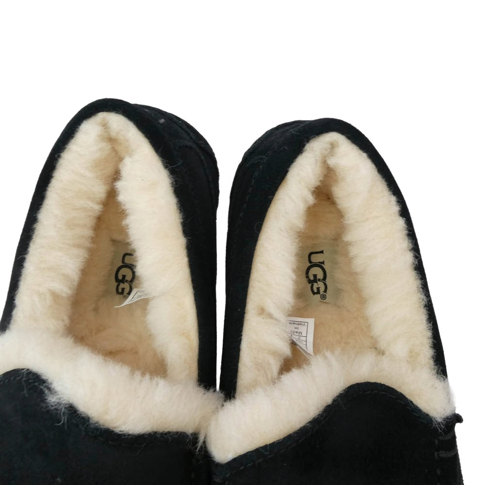 UGG アグ 1101110 ASCOT アスコット ムートン スリッポン モカシン ブラック×ホワイト ブラック系 ホワイト系 25cm【美品】【中古】