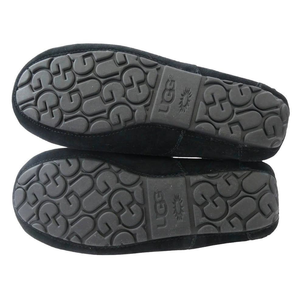 UGG アグ 1101110 ASCOT アスコット ムートン スリッポン モカシン ブラック×ホワイト ブラック系 ホワイト系 25cm【美品】【中古】