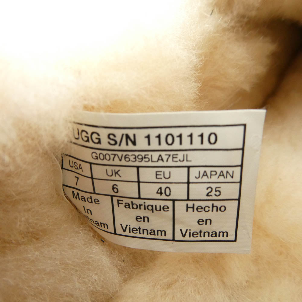 UGG アグ 1101110 ASCOT アスコット ムートン スリッポン モカシン ブラック×ホワイト ブラック系 ホワイト系 25cm【美品】【中古】