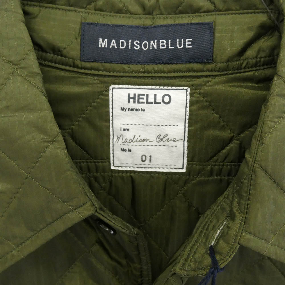 MADISON BLUE マディソンブルー MB204-5001 中綿 金ボタン キルティング シャツ ジャケット グリーン系 S【中古】