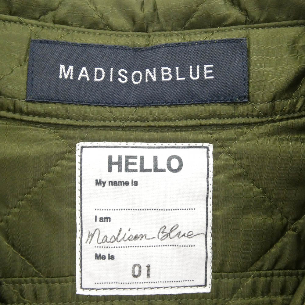MADISON BLUE マディソンブルー MB204-5001 中綿 金ボタン キルティング シャツ ジャケット グリーン系 S【中古】