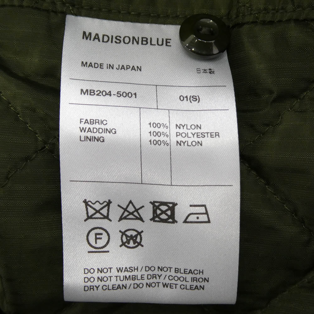 MADISON BLUE マディソンブルー MB204-5001 中綿 金ボタン キルティング シャツ ジャケット グリーン系 S【中古】