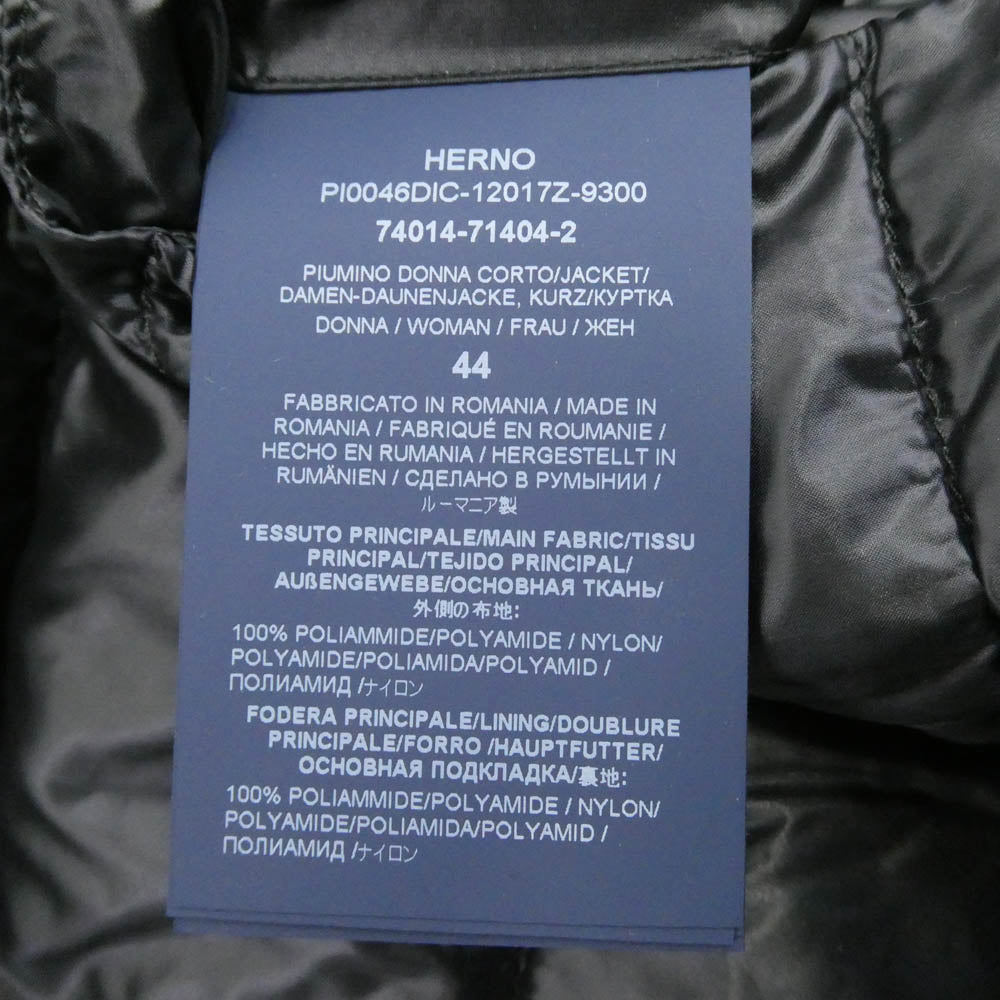 Herno ヘルノ PI0046DIC-12017Z-9300 ICONICO イコニコ ソフィア ダウン ジャケット ブラック系 44【中古】