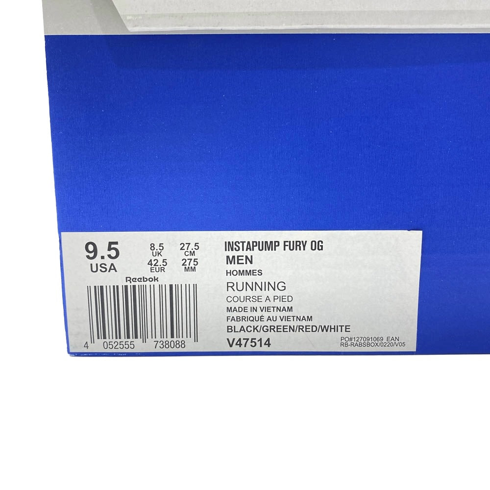 Reebok リーボック V47514 INSTAPUMP FURY OG BLK CITRON RED インスタポンプフューリー スニーカー 27.5cm【極上美品】【中古】
