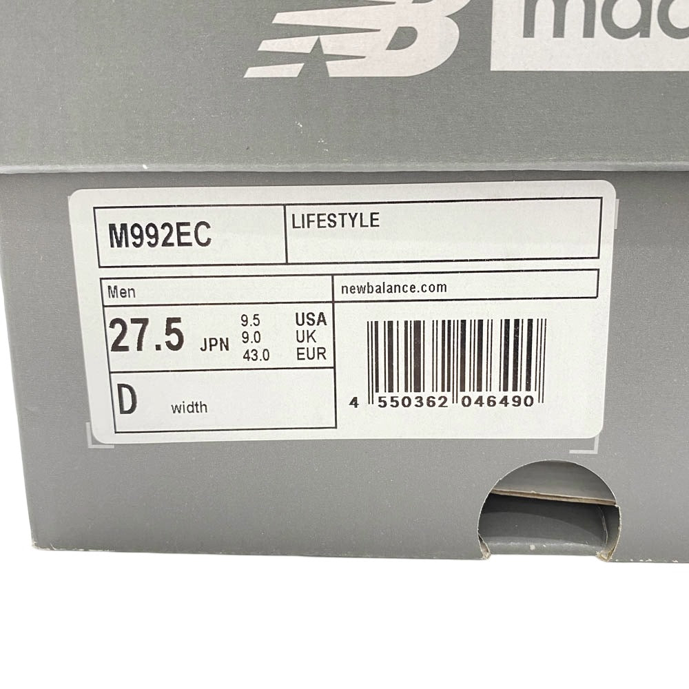 NEW BALANCE ニューバランス M992EC USA製 レザー メッシュ ローカット スニーカー 27.5cm【極上美品】【中古】
