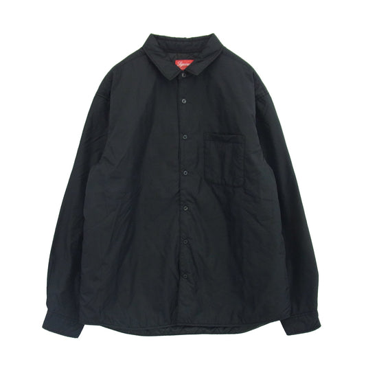 Supreme シュプリーム 22AW Nylon Filled Shirt ロゴ 刺繍ナイロン フィルド 長袖 シャツ ブラック系 L【中古】