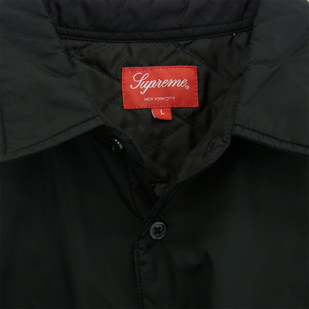 Supreme シュプリーム 22AW Nylon Filled Shirt ロゴ 刺繍ナイロン フィルド 長袖 シャツ ブラック系 L【中古】