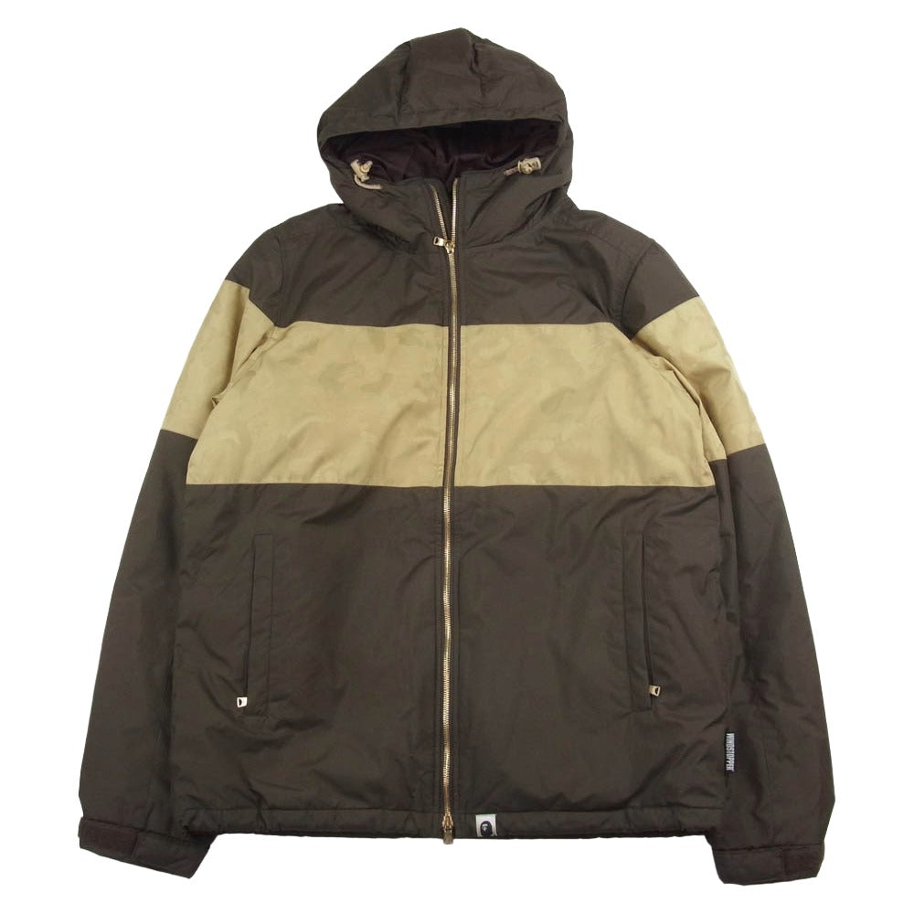 A BATHING APE アベイシングエイプ WINDS STOPPER 中綿 パウダーガード付 ジャガードカモ マウンテン ジャケット 猿迷彩 ブラウン系 ベージュ系 M【中古】