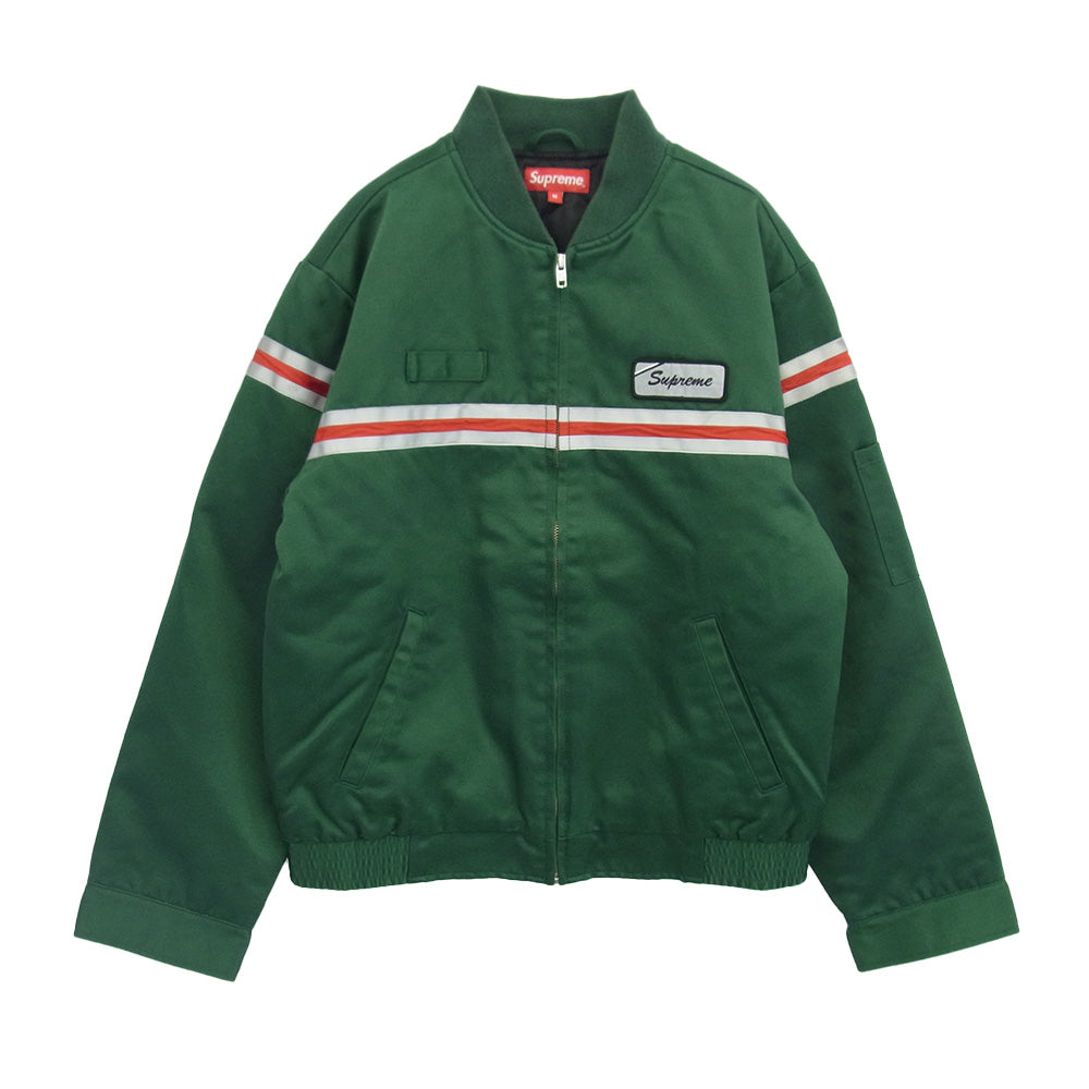 Supreme シュプリーム 18SS Reflective Stripe Work Jacket リフレクティブ ストライプ ワーク ジャケット グリーン系 M【中古】