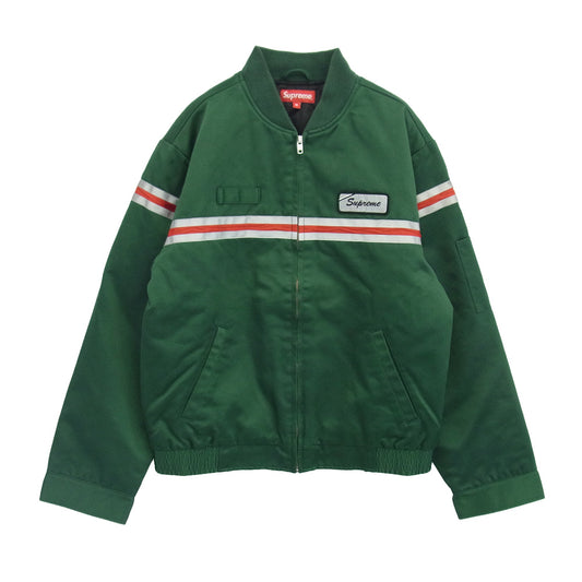 Supreme シュプリーム 18SS Reflective Stripe Work Jacket リフレクティブ ストライプ ワーク ジャケット グリーン系 M【中古】