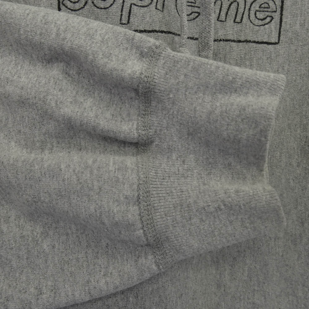 Supreme シュプリーム 21SS KAWS Chalk Logo HoodedSweatshirt カウズ チョークボックスロゴ プルオーバー スウェットパーカー フーディ グレー系 L【中古】